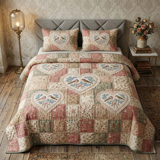 Birdsong Garden Quilt 3-Piece Quilted Bedding Set GFTOHD14627