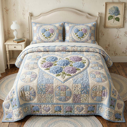 Hydrangea Patch Garden 3-Piece Quilted Bedding Set GFTOHD14628