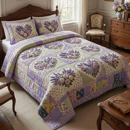 Lilac Garden Quilt 3-Piece Quilted Bedding Set GFTOHD14631