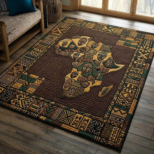 Tribal Mask Map Area Rug GFTOHD14639