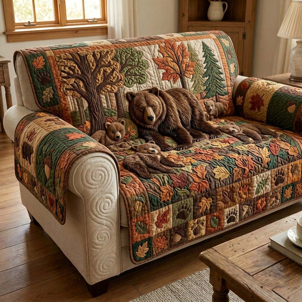 Autumn Cubs Quilted Sofa Cover GFTOHD14735