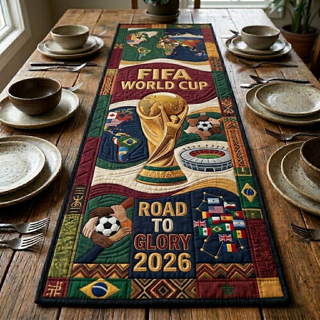 Global Trophy Route Quilted Table Runner GFTOHD14774
