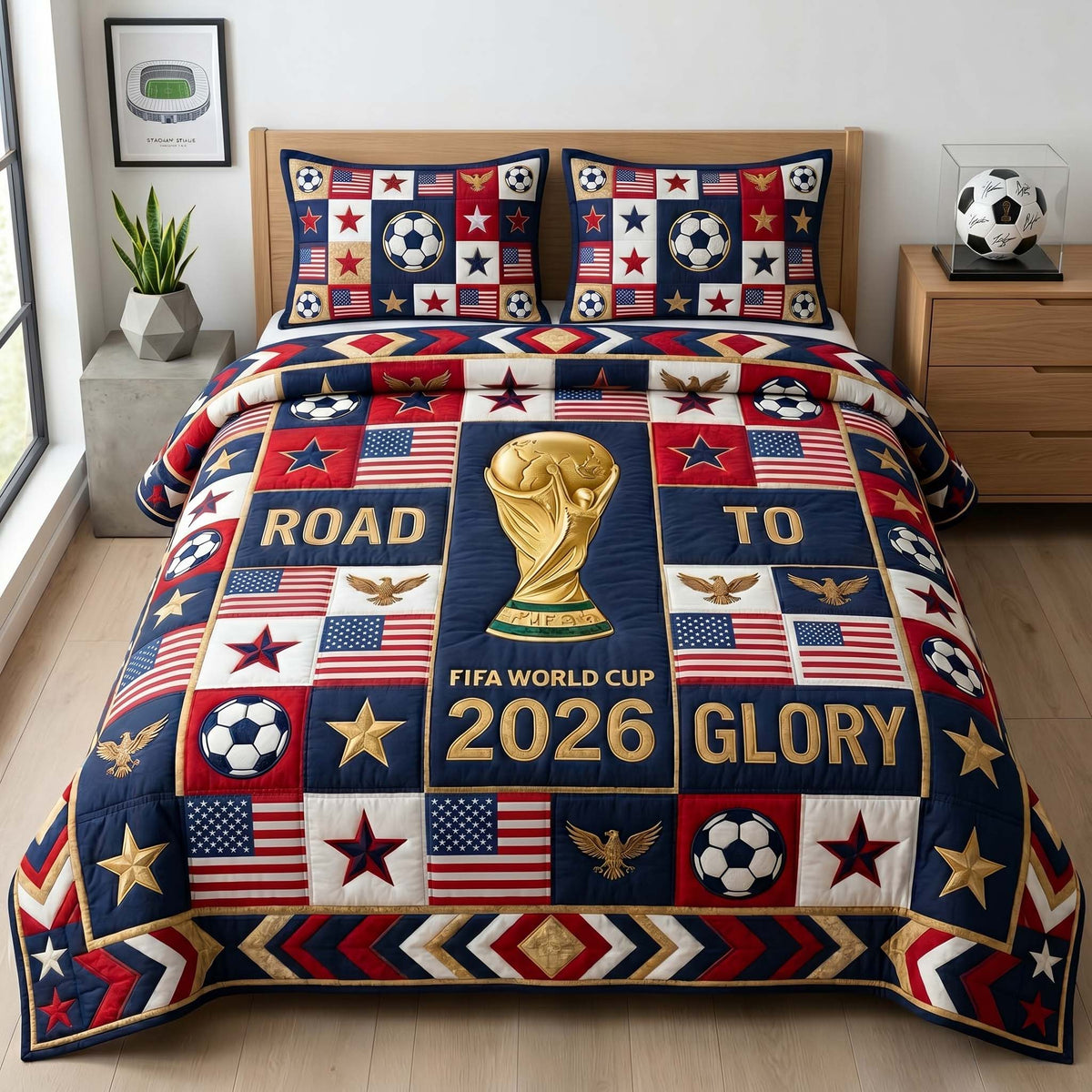 Glory Patch Cup 3-Piece Quilted Bedding Set GFTOHD14788