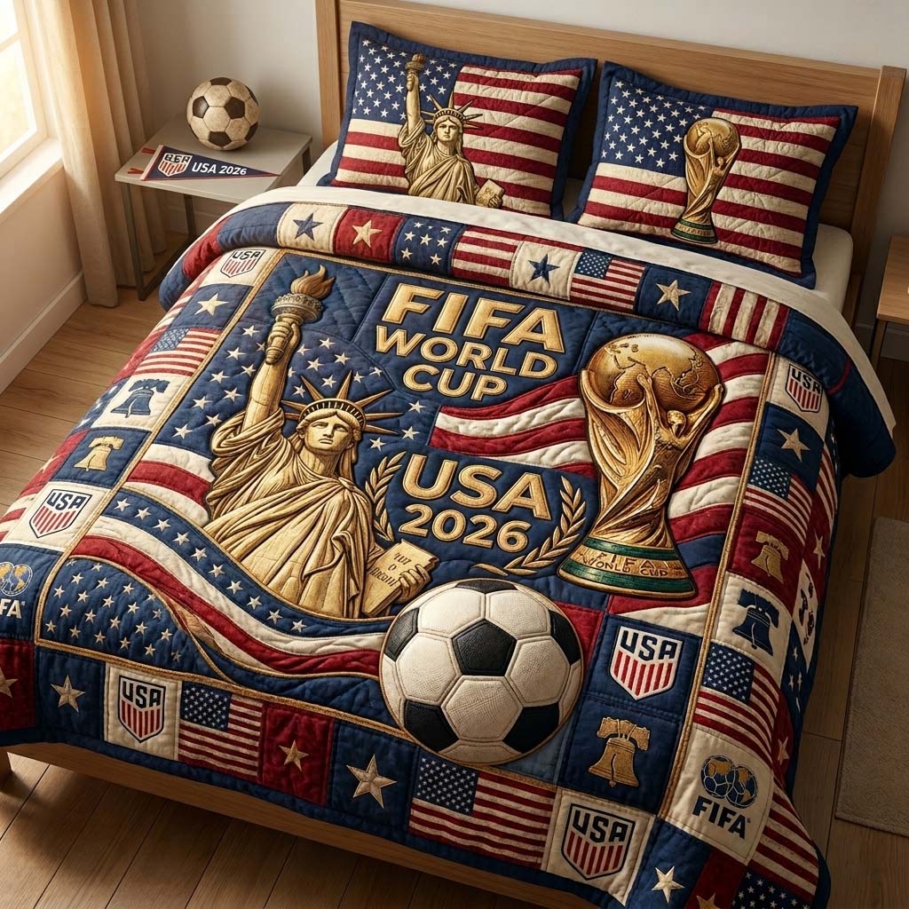 USA Victory Cup 3-Piece Quilted Bedding Set GFTOHD14790