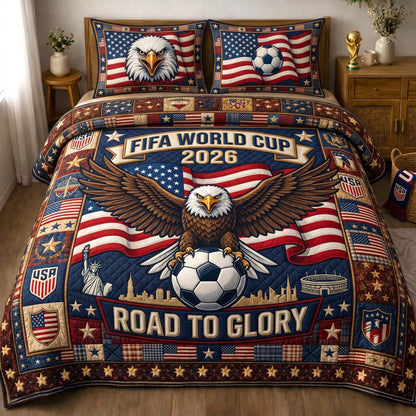 Patriot Eagle Cup 3-Piece Quilted Bedding Set GFTOHD14792