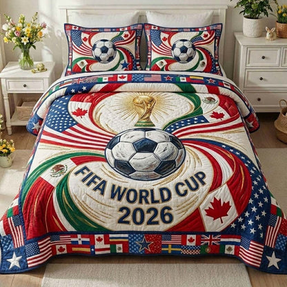 Global Cup Swirl 3-Piece Quilted Bedding Set GFTOHD14796
