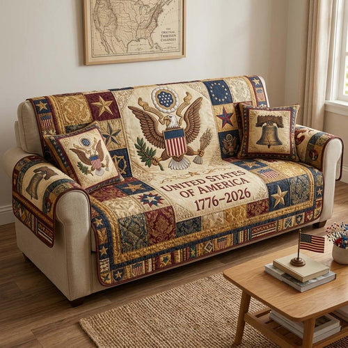 Liberty Eagle Crest Quilted Sofa Cover GFTOHD14803