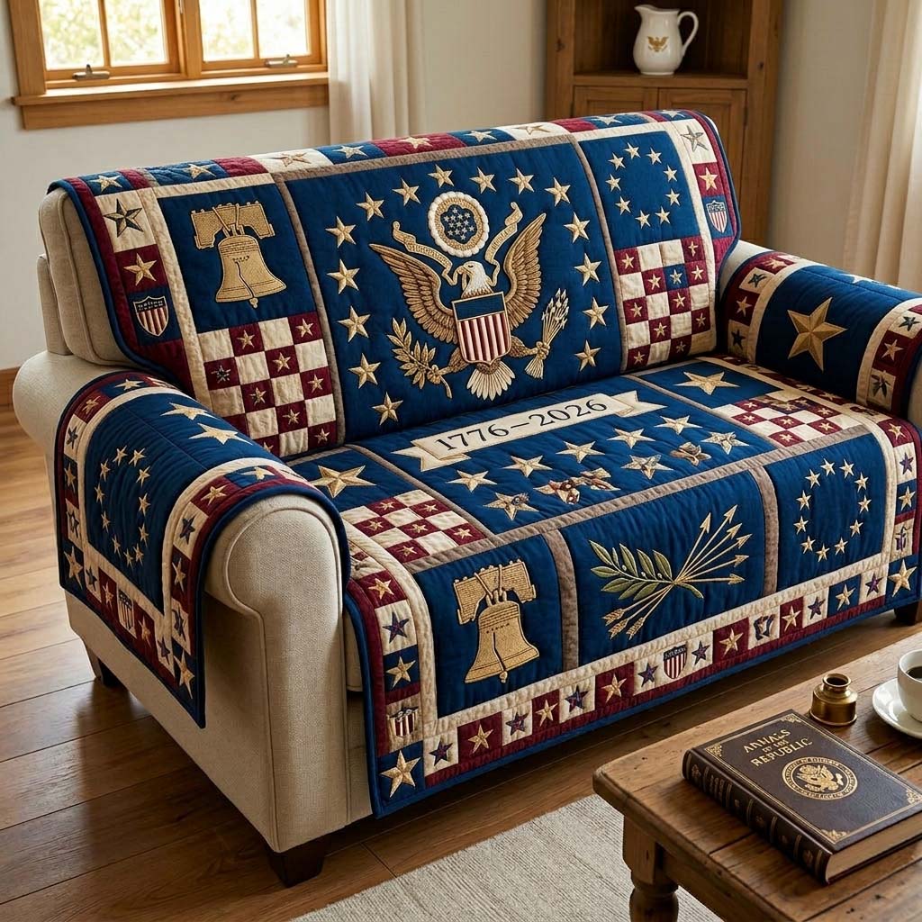 Colonial Star Patch Quilted Sofa Cover GFTOHD14805