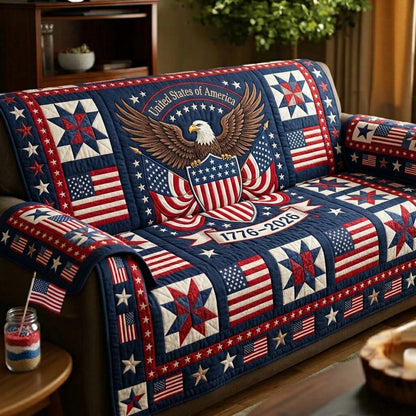 Freedom Eagle Emblem Quilted Sofa Cover GFTOHD14806