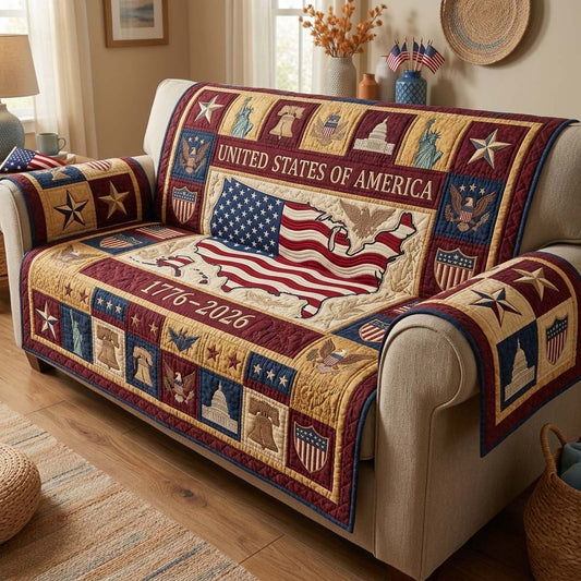 Patriot Map Quilted Sofa Cover GFTOHD14807