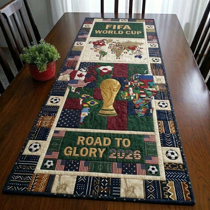 World Map Cup Quilted Table Runner GFTOHD14810