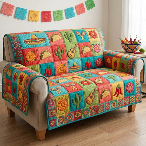 Cactus Fiesta Patch Quilted Sofa Cover GFTOHD14831
