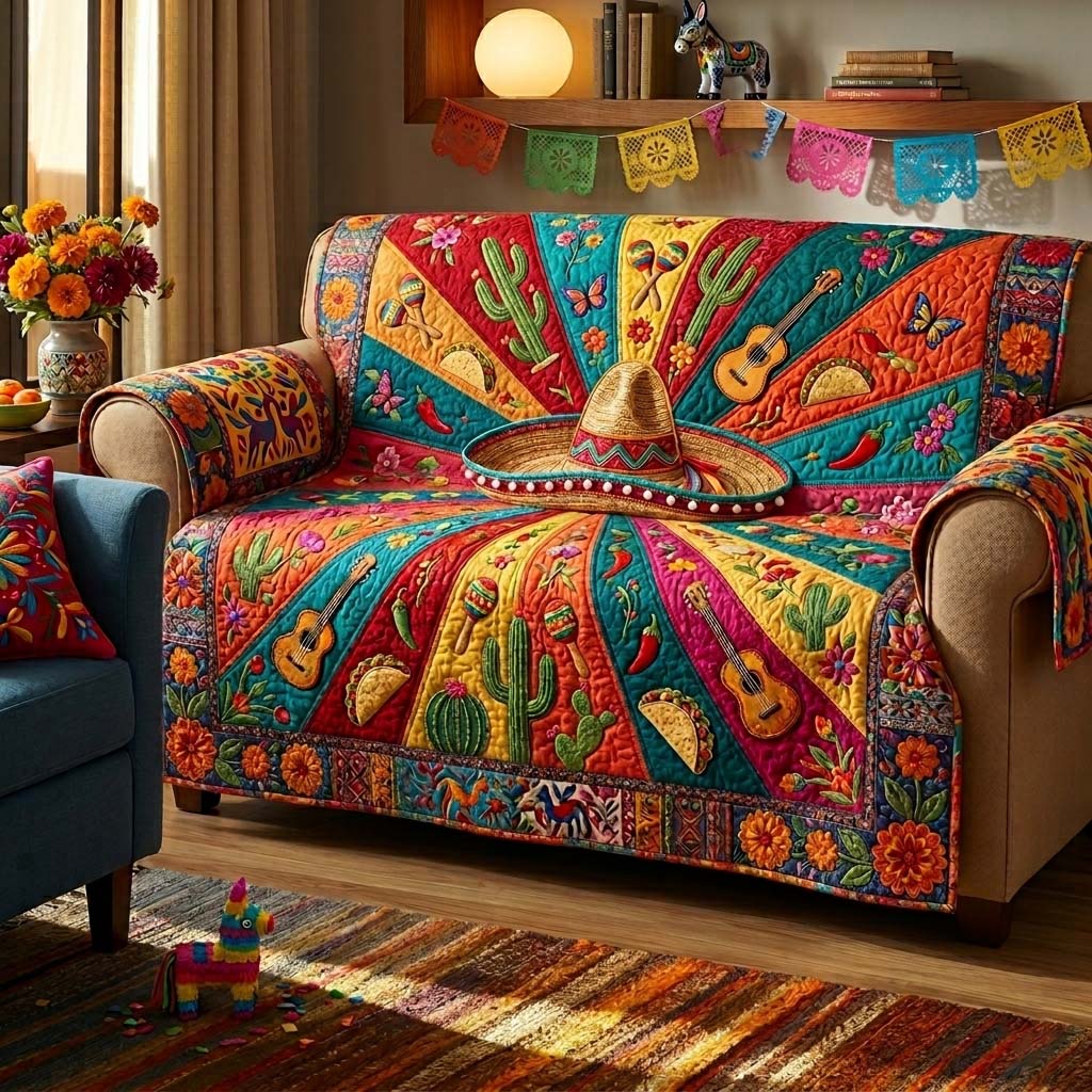 Sombrero Sunburst Quilted Sofa Cover GFTOHD14832