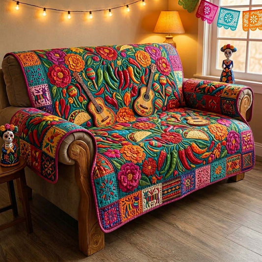 Floral Fiesta Burst Quilted Sofa Cover GFTOHD14833