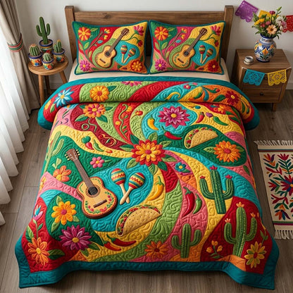 Fiesta Night Garden 3-Piece Quilted Bedding Set GFTOHD14834