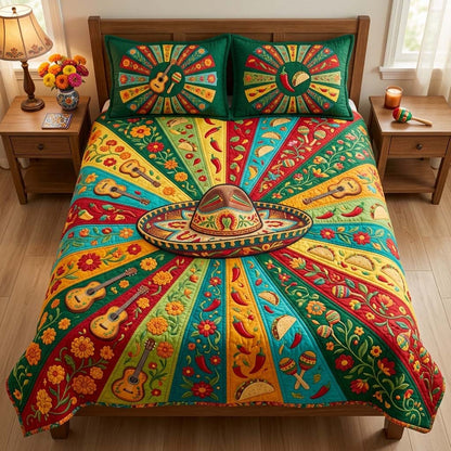 Mexican Bloom Quilt 3-Piece Quilted Bedding Set GFTOHD14835