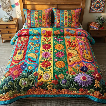Sombrero Fiesta Rays 3-Piece Quilted Bedding Set GFTOHD14836