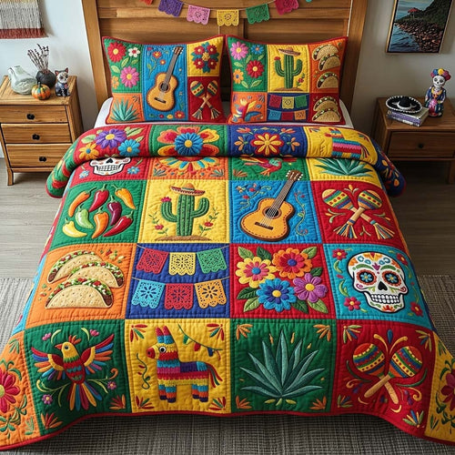 Fiesta Patchwork Joy 3-Piece Quilted Bedding Set GFTOHD14837