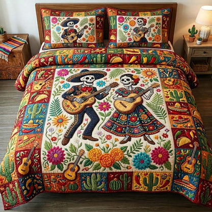 Mariachi Fiesta Love 3-Piece Quilted Bedding Set GFTOHD14838