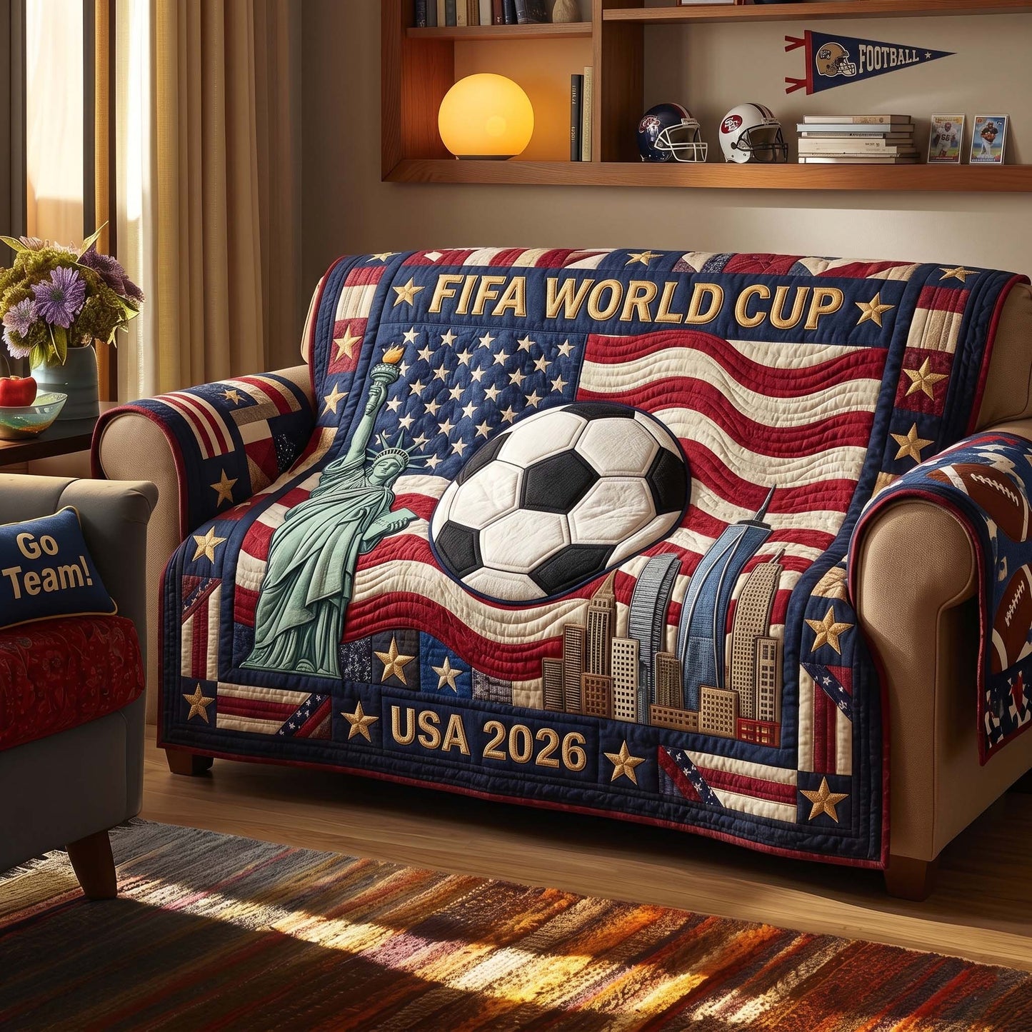 Patriot Cup Pride Quilted Sofa Cover GFTOHD14844