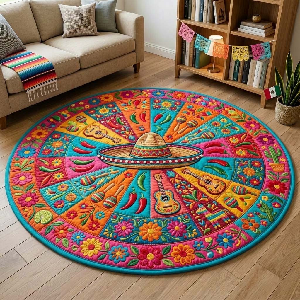 Mariachi Bloom Ring Quilted Round Mat GFTOHD14863