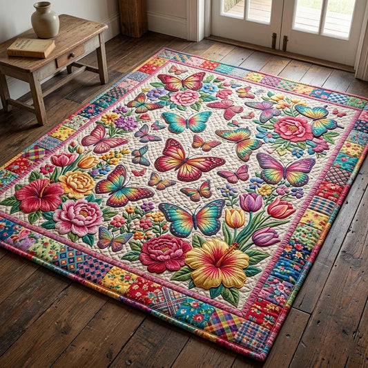 Rainbow Butterfly Garden Area Rug GFTOHD14866