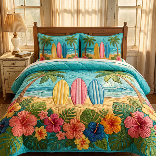 Surfboard Paradise 3-Piece Quilted Bedding Set GFTOHD14886