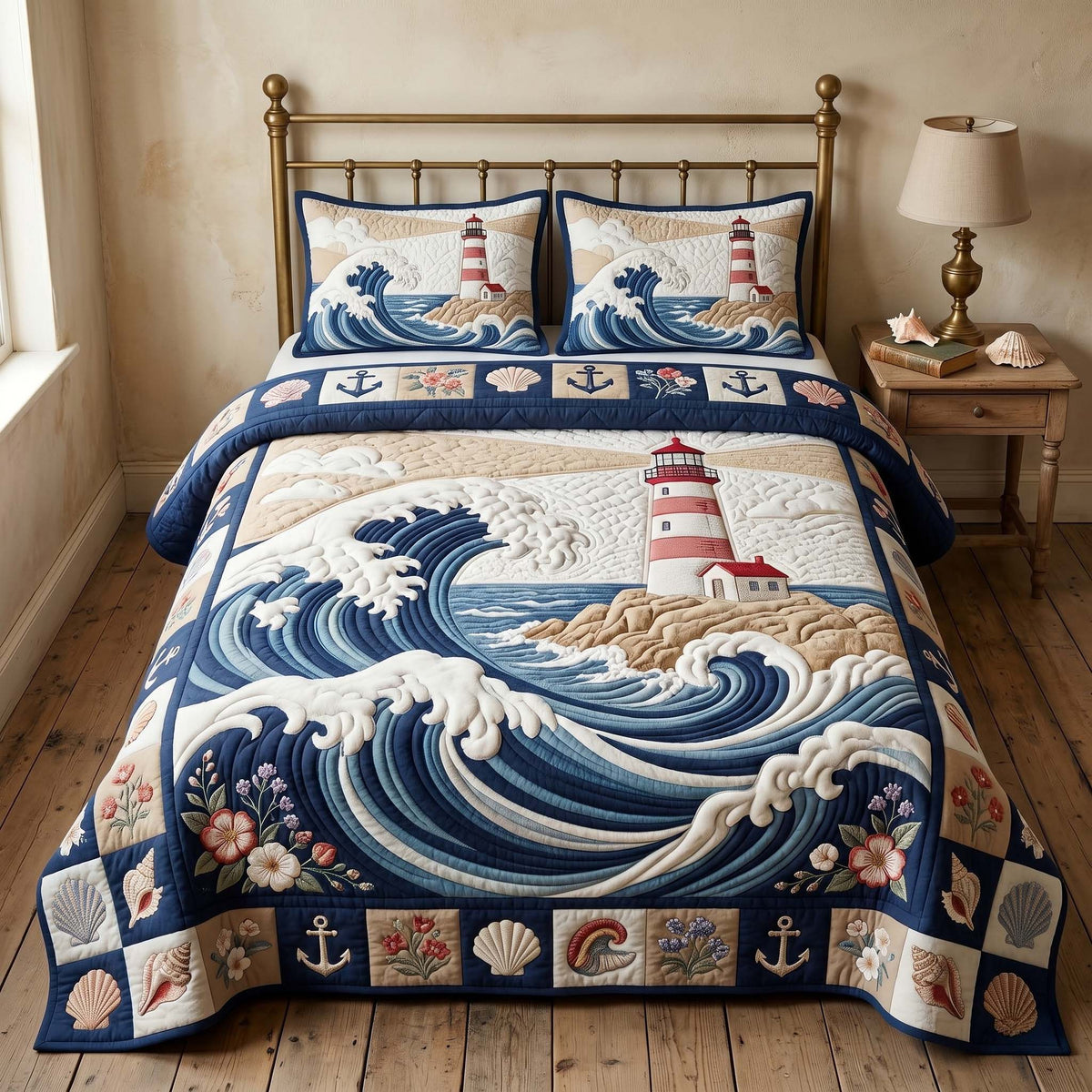 Coastal Breeze Haven 3-Piece Quilted Bedding Set GFTOHD14887