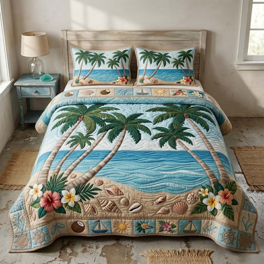 Sunset Beach Retreat 3-Piece Quilted Bedding Set GFTOHD14888