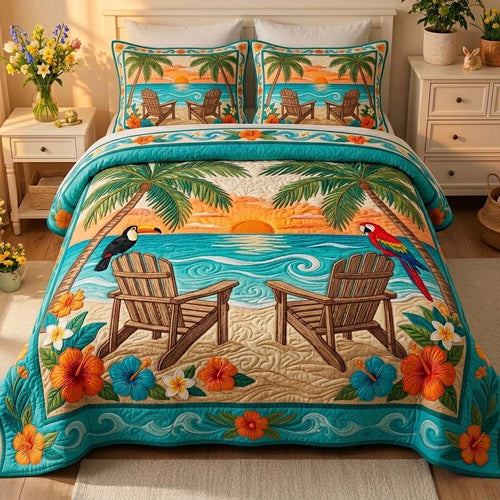 Island Sunset Glow 3-Piece Quilted Bedding Set GFTOHD14889
