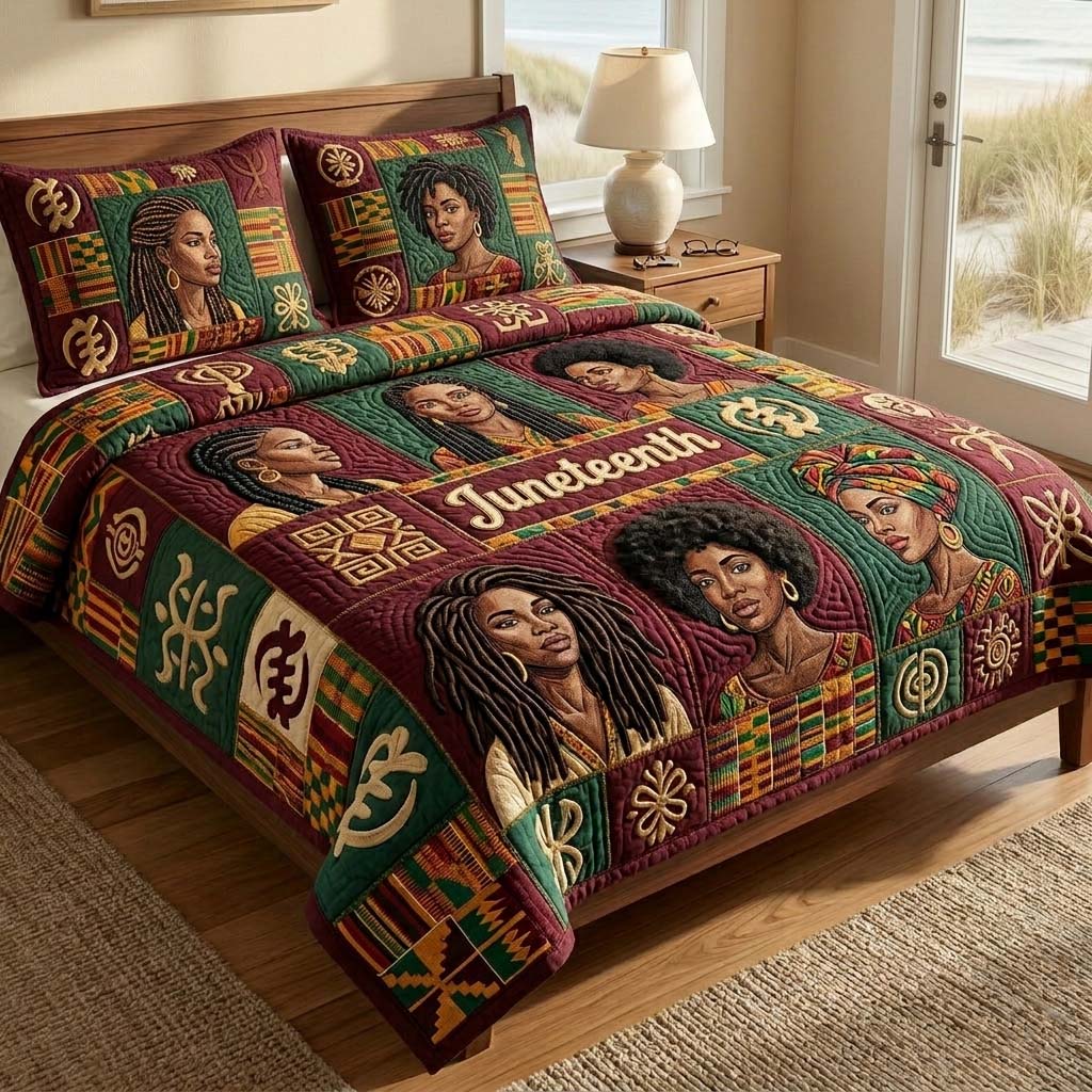 Melanin Queens 3-Piece Quilted Bedding Set GFTOHD14893