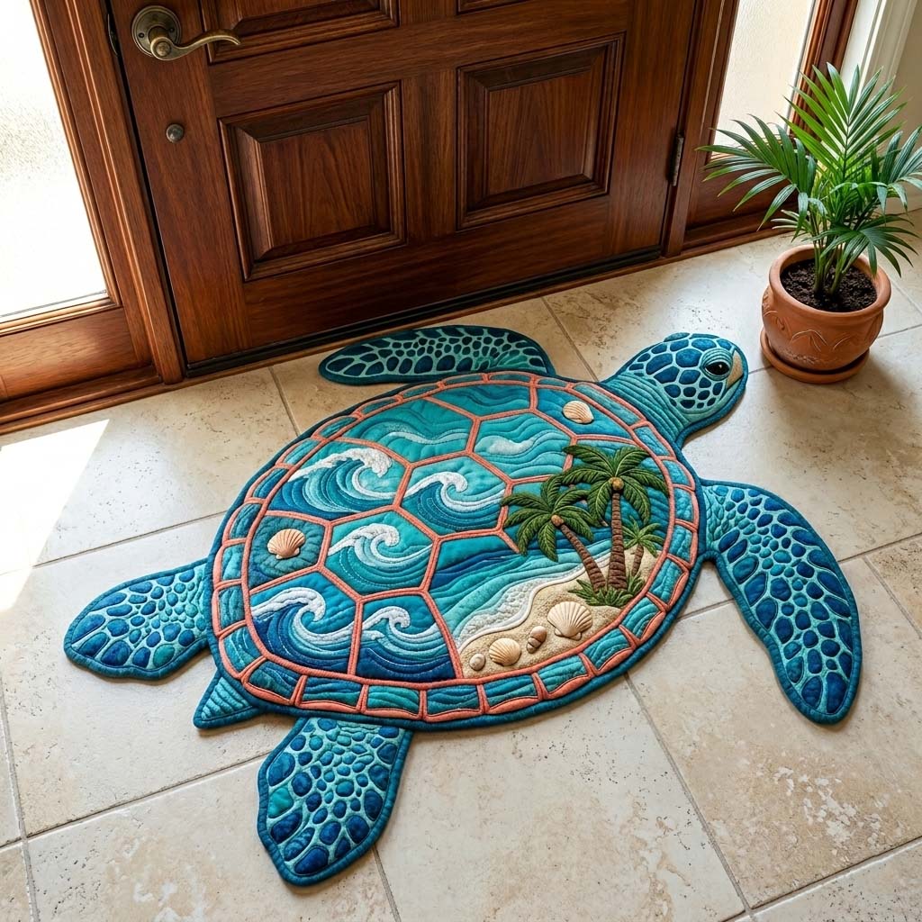 Ocean Shell Turtle Custom Shape Doormat GFTOHD14962
