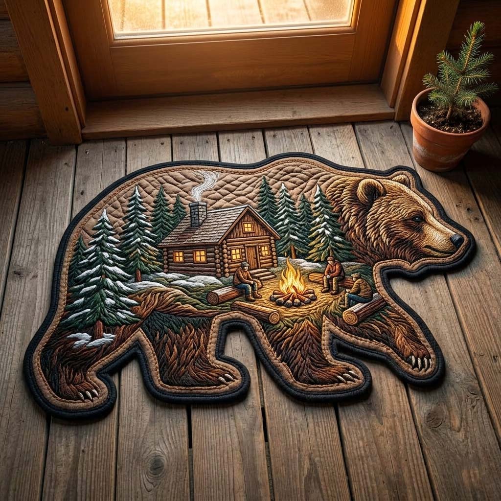 Cabin Bear Camp Custom Shape Doormat GFTOHD15004