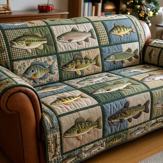 Freshwater Catch Story Quilted Sofa Cover GFTOHD15014