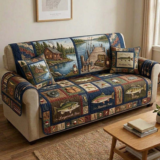Lakeside Memory Scene Quilted Sofa Cover GFTOHD15015
