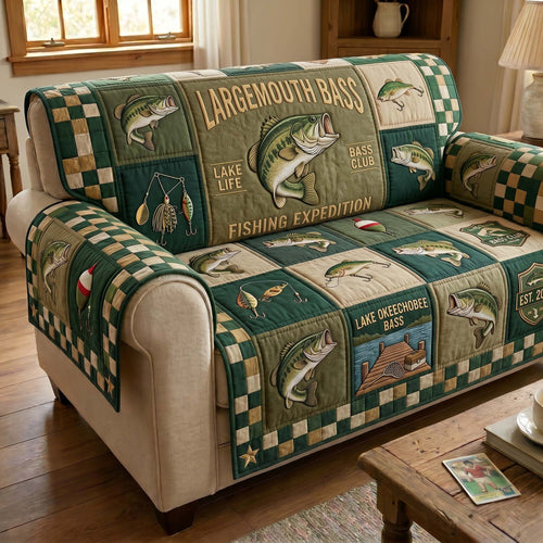 Bass Club Expedition Quilted Sofa Cover GFTOHD15017