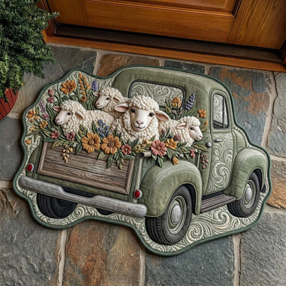 Sheep Truck Ride Custom Shape Doormat GFTOHD15042