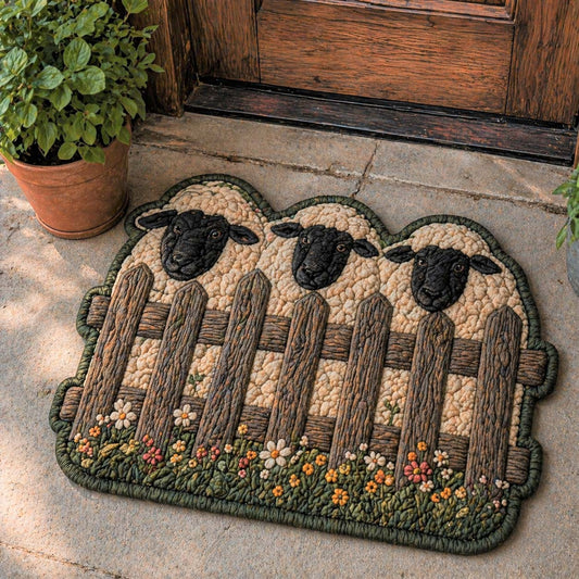Fence Sheep Row Custom Shape Doormat GFTOHD15045
