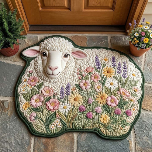 Floral Sheep Bloom Custom Shape Doormat GFTOHD15048