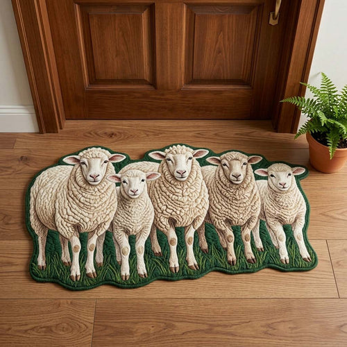 Sheep Family Row Custom Shape Doormat GFTOHD15051