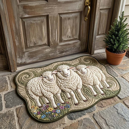 Sheep Trio Garden Custom Shape Doormat GFTOHD15052