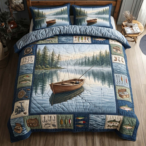Lake Boat Drift 3-Piece Quilted Bedding Set GFTOHD15056