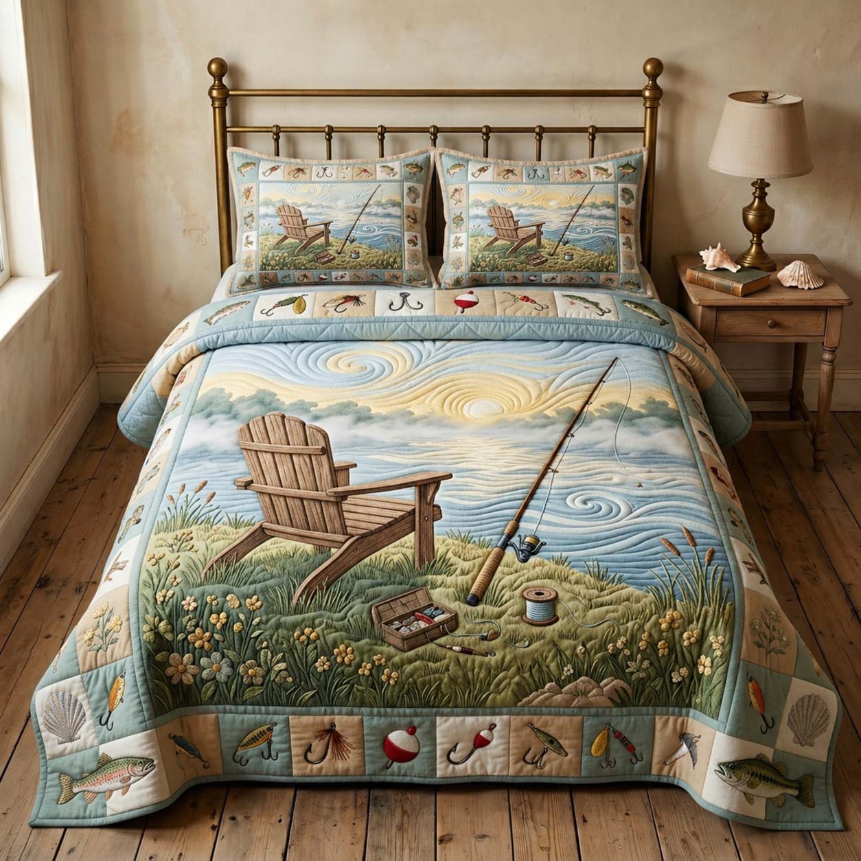 Coastal Fishing Calm 3-Piece Quilted Bedding Set GFTOHD15059
