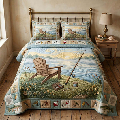 Coastal Fishing Calm 3-Piece Quilted Bedding Set GFTOHD15059