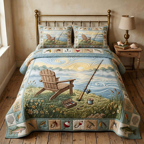 Coastal Fishing Calm 3-Piece Quilted Bedding Set GFTOHD15059