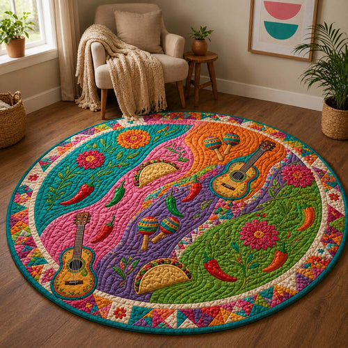Vibrant Fiesta Garden Quilted Round Mat GFTOHD15067