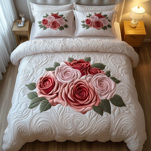 Vintage Roses 3-Piece Quilted Bedding Set GFTOHD1564