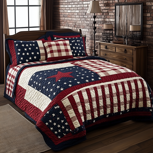 Classic Patriotic Americana 3-Piece Quilted Bedding Set GFTOHD1695