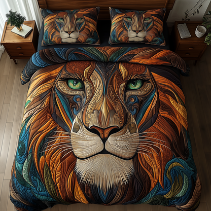 Majestic Native Lion 3-Piece Quilted Bedding Set GFTOHD1711