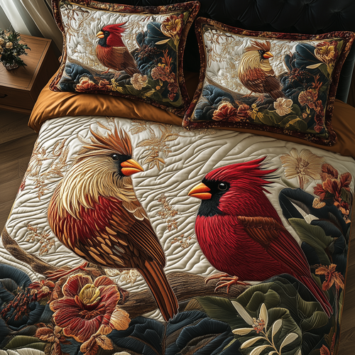 Harmony of Cardinals 3-Piece Quilted Bedding Set GFTOHD2181